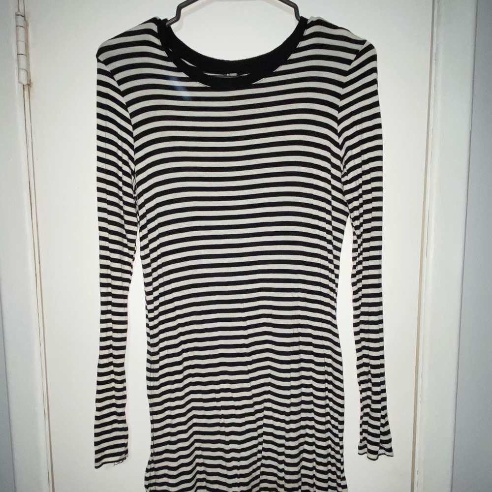 Black and white striped dress